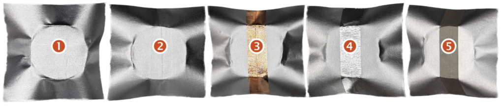 Afschermtape HNX50Veel tapes met zogenaamd “geleidende” lijm bieden hierin onvoldoende bescherming, omdat de lijmlaag straling nog grotendeels doorlaat. Uit uitgebreide tests blijkt het verschil duidelijk: A190 zonder overlap → 112 dB afscherming A190 met overlappende banen → 61 dB afscherming A190 met standaard EMC tape → 70 dB afscherming A190 met aluminium tape → 68 dB afscherming A190 met HNX50 afschermtape → 111 dB afscherming Conclusie: Gangbare koper- en aluminiumtapes laten straling via de lijmlaag vrijwel ongehinderd door. Dankzij de unieke textiele structuur van de HNX50 wordt straling juist bij naden en overlappingen effectief geblokkeerd. Voor maximale prestaties van hoogwaardige afschermmaterialen is het gebruik van een juiste afschermtape daarom essentieel.